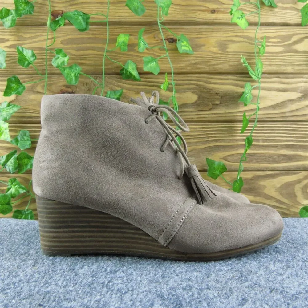 Dr. Scholl's Dakota Women Ankle Boots Brown Fabric‎ Lace Up Size 7.5 Wide